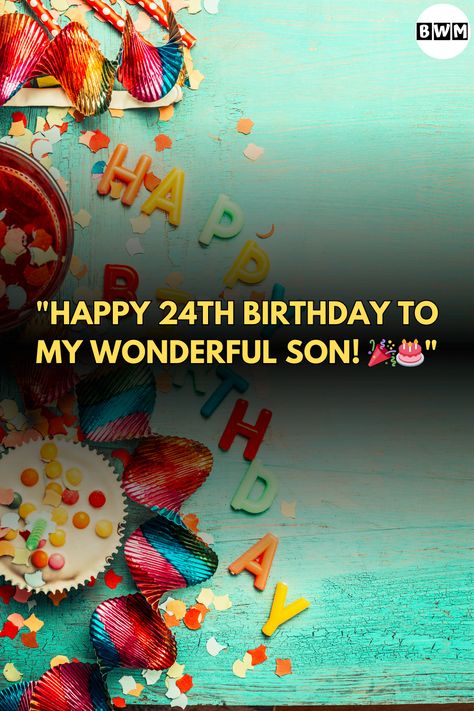 "🌟 24 years ago, my world became brighter with the arrival of my son. 🎊 Today, as you turn another year older, I wish you nothing but boundless happiness, love, and success. Cheers to many more memorable years ahead! 🎂🥳 #SonBirthday #Happy24th #FamilyLove" Happy 25th Birthday Son, Happy 23rd Birthday Son, Happy 22nd Birthday Son, Happy 20th Birthday Son, 2nd Birthday Message To Son, 20th Birthday Wishes, 21st Birthday Wishes, Happy 24th Birthday, Happy Birthday Niece