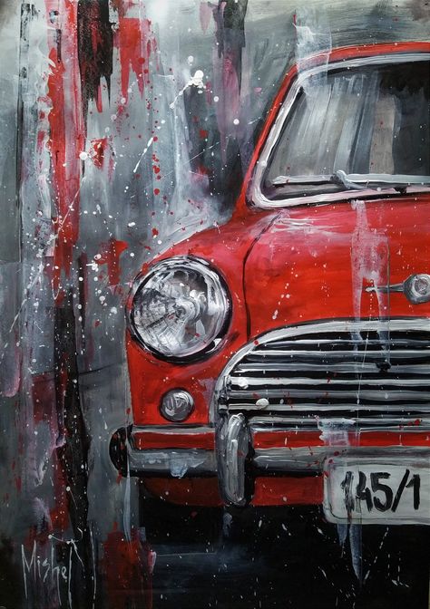 Car Abstract Painting, Transport Art Gcse, Car Acrylic Painting, Car Oil Painting, Car Canvas Painting, Cars Artwork, Road Painting, Floral Paintings Acrylic, Abstract Techniques