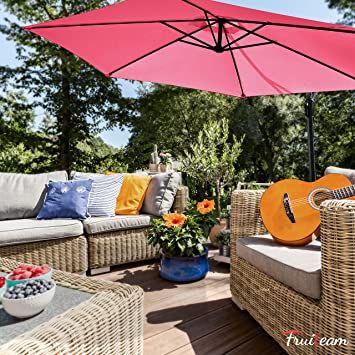 Only $118.00 for 10ft Patio Umbrella Yarn-dyed Fade-resistant Offset Hanging Umbrella Terrace Umbrella, Terrace Furniture, Outdoor Dining Tables, Pool Umbrellas, Offset Patio Umbrella, Offset Umbrella, Fabric Canopy, Cantilever Umbrella, Outdoor Market