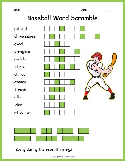 Baseball Worksheets, Baseball Activities Elementary, Baseball Bingo, Baseball Lineup Printable, Baseball Word Search, Baseball Reading Activities, Baseball Terms, Reading Fluency Games, Road Games