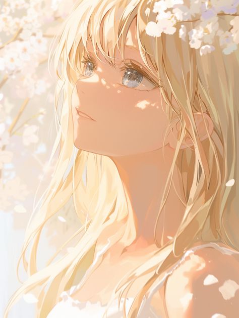 Blonde Anime Hair, Blonde Anime Girlies, Blonde Oc Art, Blonde Anime Woman, Blonde Hair Anime, Blonde Anime, Rennaissance Art, Being Happy, Japon Illustration