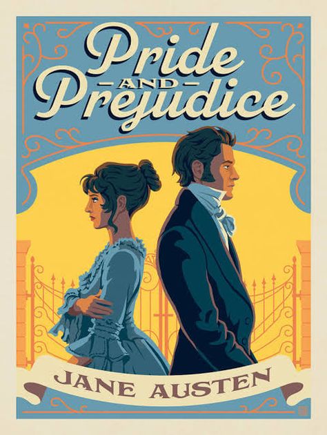 "Pride and Prejudice" by Jane Austen... - English literature Jane Austen Illustration, Mr Bennet, Pride & Prejudice Movie, Family Faces, Literature Posters, Jane Austen Movies, Literary Classics, Pride And Prejudice Book, Literary Travel