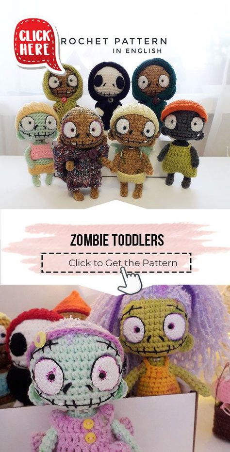 Crochet Zombie Pattern Free, Zombie Crochet Pattern Free, Halloween Amigurumi Free Pattern, Easy Crochet Halloween, Crochet For Halloween, Easter Bunny Ideas, Crochet Bunny Patterns, Zombie Crochet, Crochet Zombie