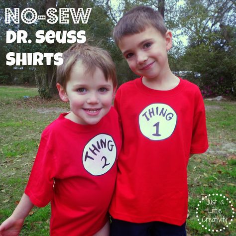 Easy Do It Yourself Costumes | Make a No-Sew Dr. Seuss Shirt {Thing One and Thing Two} Toddler Mermaid Costumes, Do It Yourself Costumes, Dr Seuss Shirt, Picmonkey Tutorial, Thing One And Thing Two, Dr. Seuss Shirts, Dr Seuss Shirts, Dr Seuss Week, Dr Seuss Day