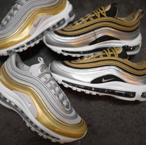 Nike Air Max 97 Metallic Gold🌟 ? Nike Air Max 97, Vans Old Skool Sneaker, Shoe Game, Air Max Sneakers, Metallic Gold, Vans Sneaker, Air Max, Nike Air Max, Gold Metal