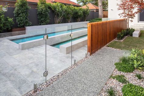 Landscape Designers, Landscapers Perth, eScape Landscapers Perth Timber Pool Fence Ideas Australia, Timber Pool Fence, Pool Fencing Ideas Australia, Pool Fence Ideas Australia, Backyard Stage, Pool Fencing Landscaping, Unique Fence Ideas, Water Feature Design, Pool Fences