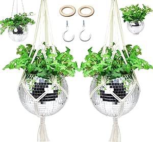 Disco Planter, Disco Ball Planter, Hanging Plant Holder, Diy Arrangements, Macrame Hanger, Metal Planters, Small Mirrors, Ring Stand, Hanging Rope