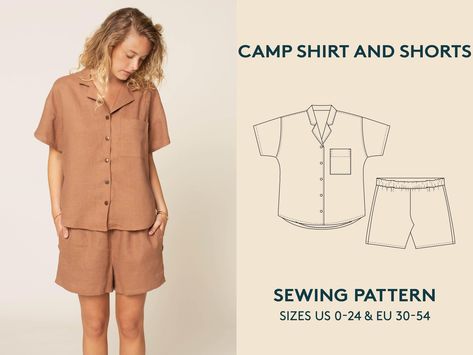 Camp Shirt and Shorts Sewing Pattern -Women's sizes - Wardrobe By Me