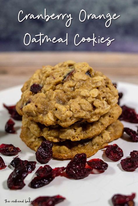 Cranberry-orange oatmeal cookies are a twist on a classic. These tender cookies are loaded with dried cranberries and subtle hints of orange zest. Oatmeal Orange Cranberry Cookies, Oatmeal Dried Cranberry Cookies, Orange Cranberry Oatmeal Cookies, Cranberry Orange Oatmeal Cookies, Craisin Cookies, Orange Oatmeal, Cranberry Oatmeal Cookies, Cranberry Cookies Recipes, Cranberry Orange Cookies