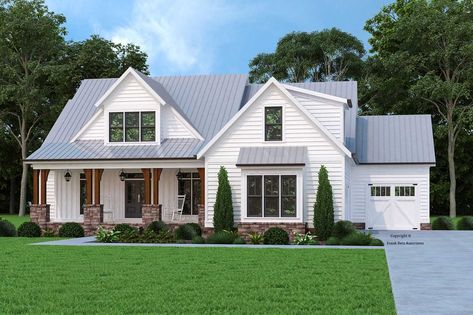 Country House Plan - 4 Bedrooms, 3 Bath, 2674 Sq Ft Plan 8-407 Frank Betz, Pretty Homes, Clapboard Siding, Farmhouse Style House Plans, Farmhouse House, Modern Farmhouse Exterior, Farmhouse Plan, House Plans Farmhouse, Modern Farmhouse Plans