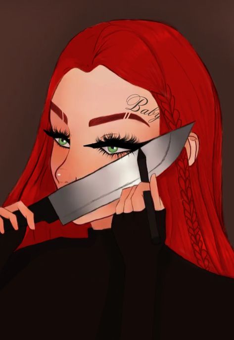 #aesthetic #digitalart Devil Wallpaper Aesthetic, Rojo Aesthetic, Drawing Eyeliner, Red Head Cartoon, Red Hair Cartoon, Cartoons Dp, Avatar Cartoon, Bright Red Hair, Cover Wallpaper