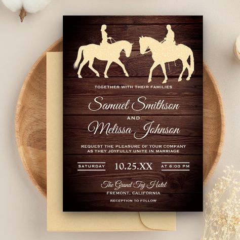 Western Wedding Background, Cowboy Wedding Invitations, Xv Ideas, Wedding Theme Design, Bridal Shower Brunch Invitations, Wood Invitation, Horse Wedding, Bday Invitations, Cowboy Wedding