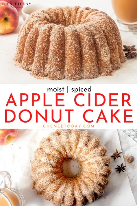 The best of all homemade apple bundt cake recipes! An easy, moist cinnamon spiced apple cider doughnut cake recipe with fresh raw apples, easy cinnamon sugar coating, brown sugar, sour cream, apple cider, Granny Smith apples, and the flavor of fresh apple cider donuts! A simple, old-fashioned apple pound cake recipe for autumn! #applecake #freshapplecake #bundtcake #poundcake #appleciderdonuts #applebundtcake #applecinnamon #cinnamonsugar Cider Donut Bundt Cake, Apple Cinnamon Donut Cake, Fall Flavor Bundt Cake, Apple Filled Bundt Cake, Your Kidding Me Cake, Classic Bundt Cake Recipes, Easy Breakfast Bundt Cake Recipes, Autumn Bundt Cake, Fuzzy Navel Cake