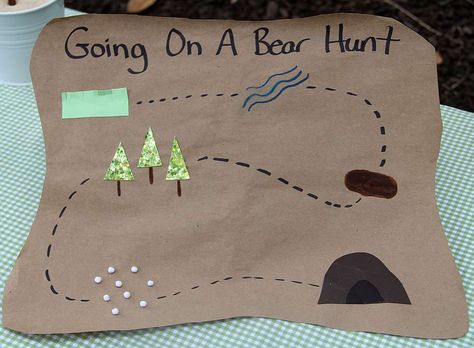 Bear Hunt Map Preschool, Going On A Bear Hunt Map, Bear Cave Preschool, Diy Bear Cave Preschool, Bear Hunt Party Ideas, Going On A Bear Hunt Birthday Party, Teddy Bear Theme Preschool, We’re Going On A Bear Hunt Activities, Bear Hunt Craft