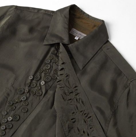 Yohji Yamamoto: ‘Many Buttons’ Shirt (2004) Fashion Forecasting, Mood Board Fashion, Gentleman Style, Sewing A Button, Yohji Yamamoto, Shearling Jacket, Button Shirt, White Shirt, Fall Outfits