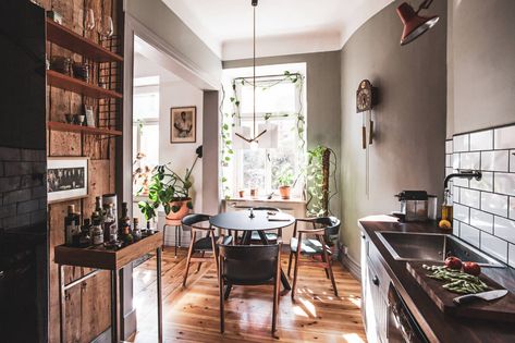 Moody Scandinavian Interior, Moody Scandinavian, Moody Apartment, Scandi Apartment, Before And After Home Interior, Modern Kitchen Extensions, Scandinavian Loft, Stockholm Apartment, Victorian Terrace House