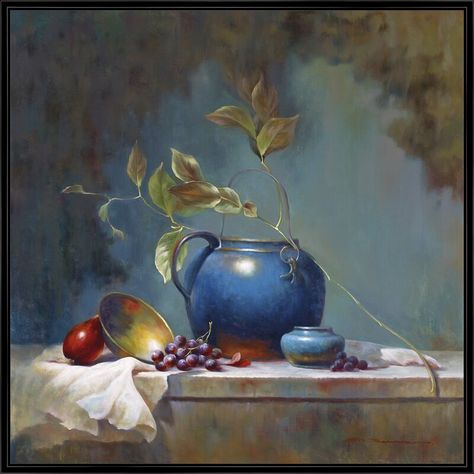 Barrington Fine Art 'Still Life' - Floater Frame Painting Print on Canvas | Perigold Still Life Images, Fine Art Painting Oil, Still Life Oil Painting, Decoupage Vintage, Southwest Art, Fruit Painting, Still Life Drawing, Antique Vase, Painting Still Life