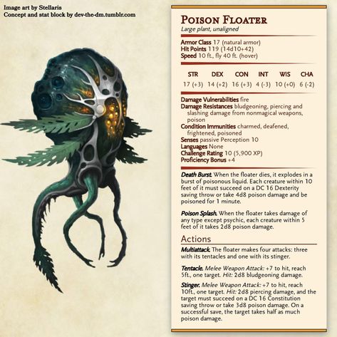 dm dev's homebrews (Posts tagged plants) Abyssal Creatures Dnd, Dnd Plant Monster, Dnd Plants, Homebrew Monsters, Dnd Creatures, Dungeons And Dragons Rules, Dnd Monster, Monster Manual, Dnd Stats