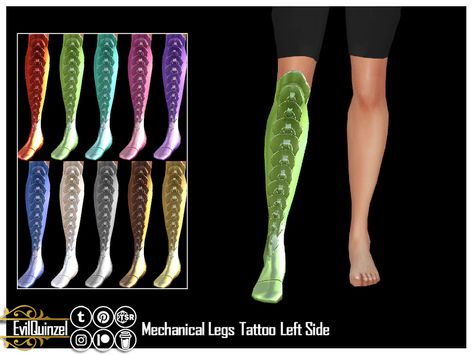 The Sims Resource - Mechanical Legs Tattoo Left Side Ts4 Prosthetic Cc, Sims 4 Prosthetic Leg, Sims 4 Cc Prosthetic Leg, Sims 4 Prosthetic, Sims 4 Prosthetic Cc, Leg Prosthesis, Legs Tattoo, Sims 4 Tattoos, Beauty Eyebrow