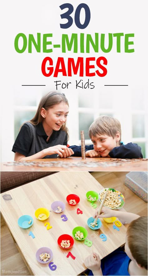 29 Exciting and Easy One-minute Games For Kids 1 Min Games, Games For Little Kids, Easy Games For Kids, One Minute Games, Birthday Games For Kids, Minute Games, Kid Games, Indoor Games For Kids, Minute To Win It Games