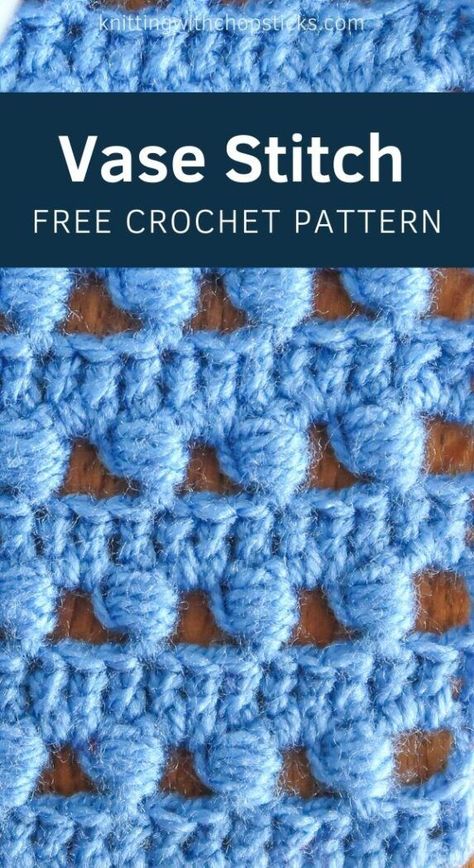 Learn how to crochet the easy vase stitch. A subtile combination of basic stitches and bead stitches form an open and textured stitch. #crochet #crochetstitch #crochetpattern #stitchpattern #beginnercrochet Open Crochet Stitches, Bead Stitch Crochet, Crochet Stitch Pattern, Using Chopsticks, Baby Afghan Crochet Patterns, Different Crochet Stitches, Easy Crochet Stitches, Baby Afghan Crochet, Stitch Crochet