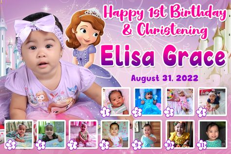 Christening Tarpaulin, Birthday Tarpaulin Background, Princess Sofia Invitations, Birthday Tarpaulin, Birthday Tarpaulin Design, Tarpaulin Design, 1st Birthday Pictures, Christian World, Princess Sofia