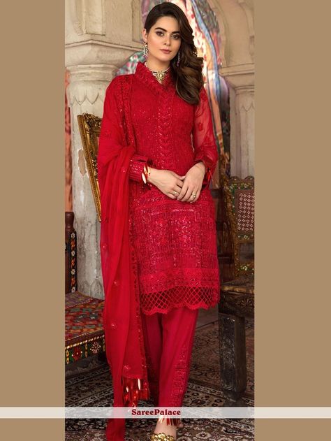 Red is a bold color that attracts attention, and the perfect red dress instantly makes a woman feel attractive and confident,latest collection of dresses in bright red color like, trending, bright red dresses for reception, dresses, and bright red semi formal dresses, Red formal dresses, red color combination dress Red Pakistani Suit, Akbar Aslam, Latest Pakistani Fashion, Pretty Robes, Pakistani Suits Online, Pakistani Suit, Pakistani Dresses Casual, Designer Party Wear Dresses, Fancy Dress Design