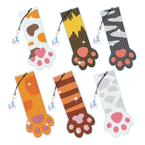 PRICES MAY VARY. Unique Cute Cat's paw Design Bookmarks – Each diamond painting bookmark features vibrant and eye-catching rhinestones on each Cat's paw, perfect for protecting your book page. The Cat's paw design and shape make the bookmark stand out from the rest Eesy to Follow – Perfect for both beginners and experienced diamond painting enthusiasts. Each diamond has its own number, just glue it onto the corresponding area to create beautiful diamond painting bookmarks. The process is easy to Marque-pages Au Crochet, Acrylic Bookmarks, Diy Art Crafts, Bookmark Diy, Feather Bookmark, Diy Diamond Art, Origami For Beginners, Tassel Bookmark, Painting Cat