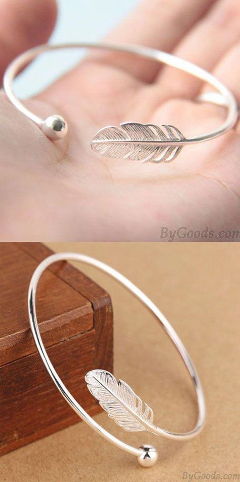 Sweet Silver Women Bangle Feather Adjustable Open Bracelet for big sale! #bracelet #silver #women #bangle #feather #sweet #silverbracelet Silver Bracelet Designs, Open Bracelet, Silver Bracelets For Women, Jewelry Bracelets Silver, Rings For Girls, Silver Jewelry Handmade, Chan Luu, Bracelet Silver, Vintage Bracelets