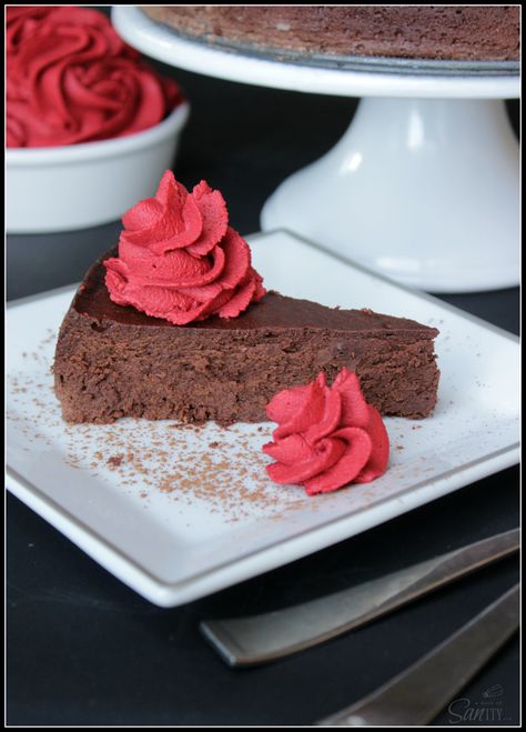 Decadent Chocolate Flourless Cake with Red Velvet Mousse - A Dash of Sanity Red Velvet Mousse, Chocolate Flourless Cake, Soft Sugar Cookie, Flourless Cake, Soft Sugar, Chocolate Chip Pancakes, Soft Sugar Cookies, Sweet Recipes Desserts, Flourless Chocolate