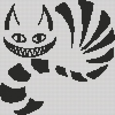 Alpha pattern #77390 | BraceletBook Alice In Wonderland Alpha Pattern, Spooky Alpha Pattern, Cat Alpha Pattern, Bracelet Book, Wizard Cat, Grid Patterns, Pixel Pattern, Cat Animal, Pixel Art Pattern