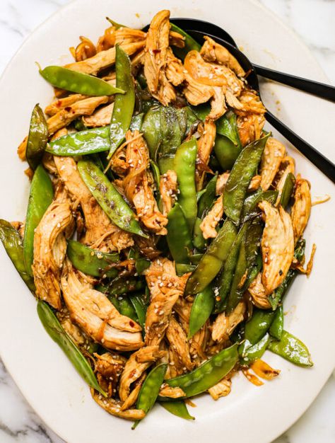 Rotisserie Chicken Stir Fry, Snow Pea Stir Fry, Easy Sesame Chicken, The Defined Dish, Defined Dish, Chicken Enchilada Bake, Snow Pea, Rotisserie Chicken Recipes, Snow Peas