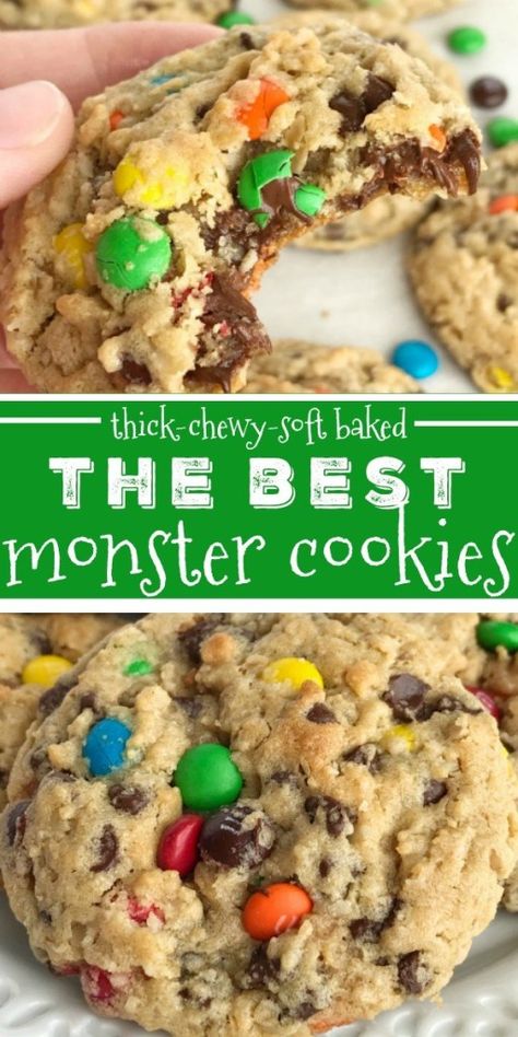 Soft Baked Monster Cookies, Half Baked Harvest Monster Cookies, Monster Cookies Half Baked Harvest, Best Chewy Monster Cookies Recipe, Grandmas Monster Cookies, Monster Cookies With Karo Syrup, Crumbl Monster Cookie, Valentines Monster Cookies, Copycat Crumbl Monster Cookies