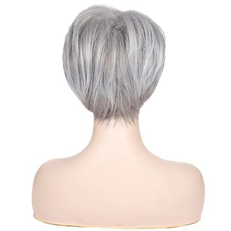 Short Grey Wigs for White Women Short Cut Layer Sliver Gray Wigs with Bangs Synthetic Hair Replacement Wigs 2023 - US $19.49 Grey Wigs For White Women, Brown Wigs For Black Women, Short Grey Wigs, Brown Bangs, Wigs For Black Women Short, Short Pixie Cut Wigs, Gray Wigs, Grey Wigs, Pixie Wigs