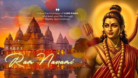 This is a widescreen HD wallpaper blending Lord Ram's strength, Ayodhya Ram Mandir's beauty, and an inspiring quote, best suited for Ram Navami greetings and social media posters.  #lordramwallpaper #wallpapers #hdwallpapers #jaishreeram #jaishriram #ramanavami Ram Mandir Background, Ram With Bow And Arrow, Mandir Background, Labour Day Wishes, Happy Yoga Day, Ayodhya Ram, Gradient Image, Social Media Posters, Thumbnails Youtube Background