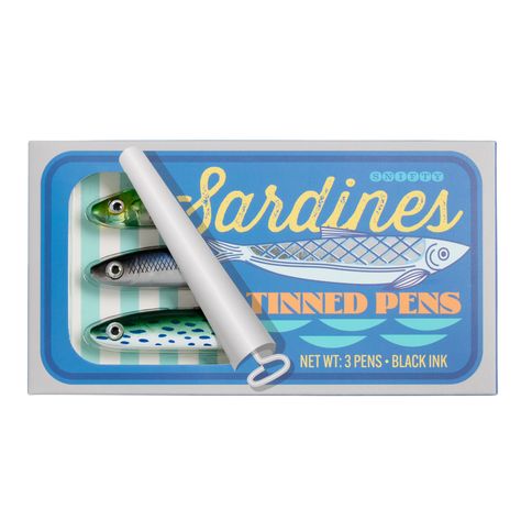 Sardine Tinned Fish Pens 3 Pack - World Market Ceramic Sardines, Narnia Christmas, Fish Tin, Tin Fish, Sardine Tin, Tinned Fish, Candle Quotes, School Pens, Unique Pens