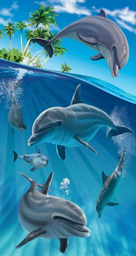 Under The Sea Images, Sea Life Wallpaper, Beachy Wallpaper, Sea Turtle Pictures, Dolphin Images, Dolphin Photos, Beautiful Summer Wallpaper, Dolphin Art, Underwater Painting