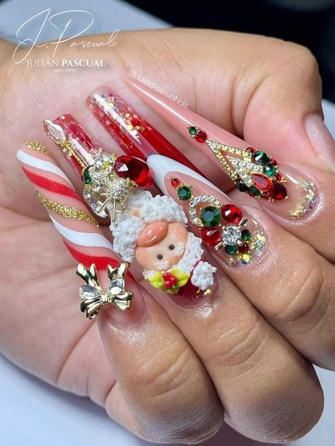 3d Xmas Nails, Diy Christmas Nail Designs, Navidad Nails, Christmas Nails Designs, Nails Festive, Nail Art Noel, Classy Nail Art Ideas, Christmas Nails Diy, Snowman Nails