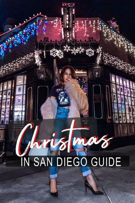 wehre to see the best lights and cutest photo christmas spots in san diego San Diego December Outfits, San Diego Christmas, Christmas Family Fun, San Diego Outfits, Winter Date Outfits, Cali Trip, California Christmas, December Outfits, San Diego Restaurants