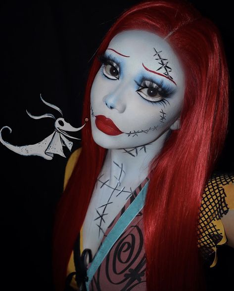 Halloween Makeup Girl, Sally Halloween Costume, Sally Makeup, Red Hair Halloween Costumes, Disfarces Halloween, Sally Costume, Celebrity Halloween, Cute Halloween Makeup, Halloween Makeup Pretty