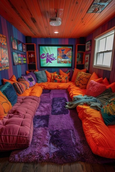 Comfy Game Room, Teenage Game Room, Fun Basement Ideas For Teenagers, Teenage Hangout Room Ideas, Cool Hangout Room Ideas, Teen Hangout Room Ideas, Shed Hangout Ideas, Teen Game Room, Attic Game Room