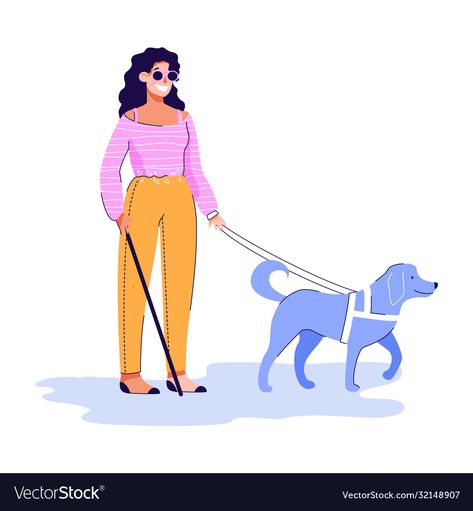 Service Dog Illustration, Blind Person Illustration, Guide Dog Illustration, Storyboard Illustrations, Reading Braille, Blind Woman, Illustrated Logo, Storyboard Illustration, Support Dog