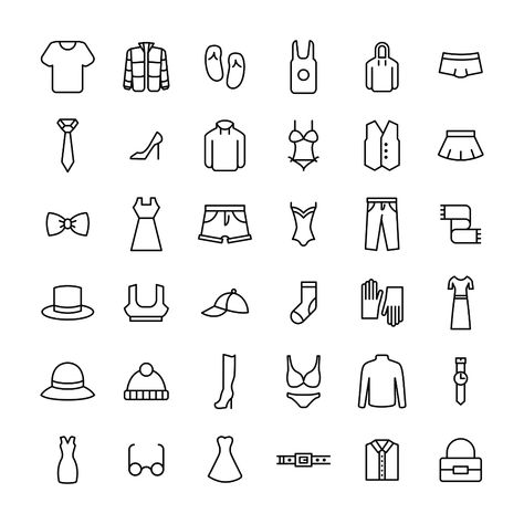 Big Pack of Vector Line Icons on Behance Clothes Icon, Functional Closet, Clothing Symbols, Work Icon, Aphmau Fan Art, Store Icon, Doodle Icon, Vector Line, Diy Embroidery Patterns