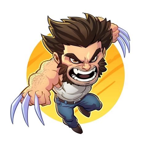 Chibi Wolverine, Laufman Art, Wolverine Reference, Wolverine Cartoon, Wolverine Tattoo, Patrick Brown, Chibi Marvel, Gorillas Art, Wolverine Comic