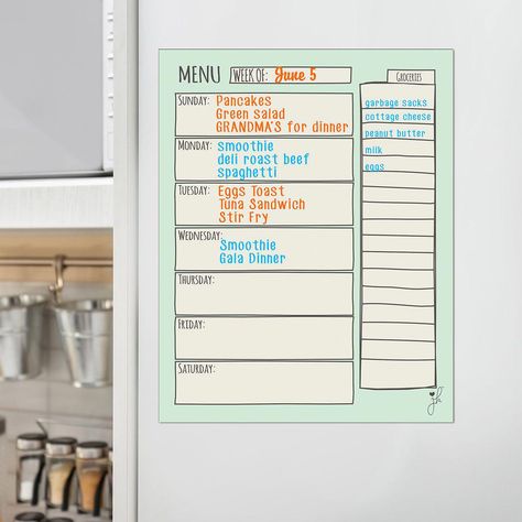 Keep track of your healthy recipes for the week with this Efficient Dry Erase Meal Planner Magnet - Weekly Menu Planning. A great meal plan chart for easy menu plan Meal Plan Chart, Easy Menu Planning, Recipes For The Week, Easy Menu, Weekly Menu Planning, Milk Smoothie, Weekly Meals, Meal Planning Template, Menu Plan