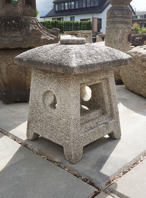 Shikaku Okigata Ishidoro, Japanese Stone Lantern - YO01010435 Japan Lanterns, Ceramic Japanese Lanterns, Japan Lantern, Shoji Doors, Stone Lantern Japan, Copper Rain Chains, Japanese Stone Lanterns, Japanese Forest Shrine, Stone Lantern