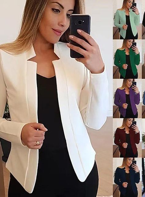 Formal Jackets For Women, Commuter Style, Blazer Plus Size, Slim Cardigan, Casual Suit Jacket, Blazer Casual, Coat Suit, Casual Professional, Casual Bottoms