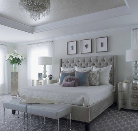 Classic Room, Glam Bedroom Decor, Glam Bedroom, Transitional Bedroom, Traditional Bedroom Decor, White Bed, Traditional Bedroom, Elegant Bedroom, Master Bedrooms Decor