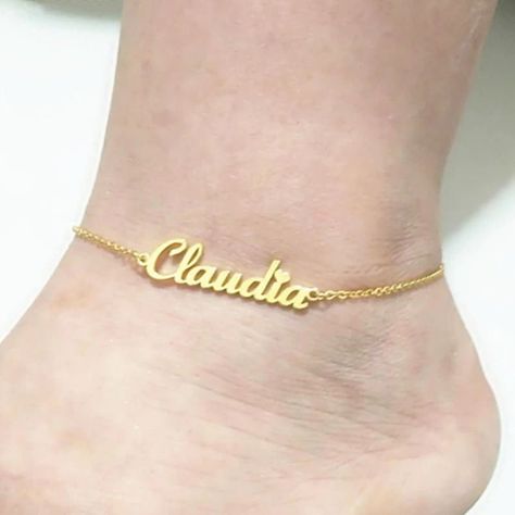 Name Anklet, Anklets Diy, Infinity Earrings, Beach Anklets, Bamboo Earrings, Gold Anklet, Wedding Gifts For Bridesmaids, Mors Dag, Foot Jewelry