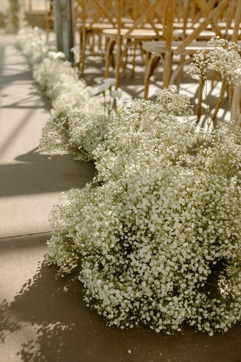 Aisle Florals, Baby's Breath Wedding Flowers, Estilo Cottage, Baby's Breath Wedding, Saugatuck Michigan, Wedding Isles, Aisle Flowers, Ivy House, Greenhouse Wedding